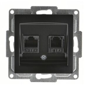 Günsan Visage Metalik Siyah Data + Nümeris Telefon Prizi (RJ45 Cat6 + Cat3)