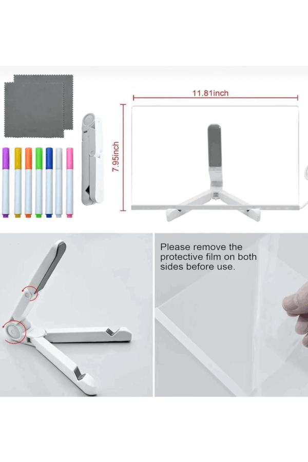 12 Inc Led Işıklı Çizim Tahtası Ayarlanabilir Stant Ve Kalemleri İle - Görsel 6