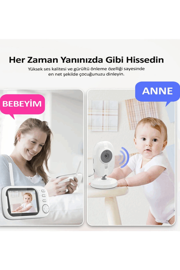 Gece Görüşlü Bebek Odası Kamera Sıcaklık Uyarısı Izleme Ekranı - Görsel 2