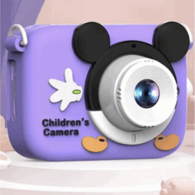 Mini 1080p Hd Çocuk Kamera Dijital Fotoğraf Makinesi 2.0 Inç Ekran 5 Adet Oyun Mor