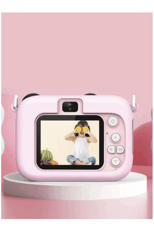 Mini 1080p Hd Çocuk Kamera Dijital Fotoğraf Makinesi 2.0 Inç Ekran 5 Adet Oyun Pembe - Görsel 2
