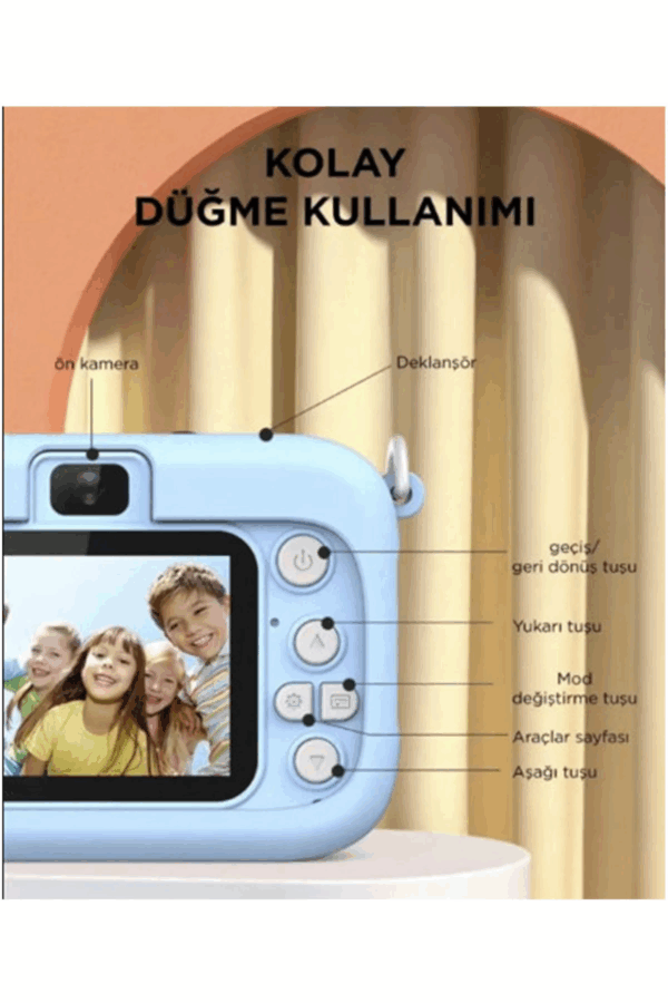 Mini 1080p Hd Çocuk Kamera Dijital Fotoğraf Makinesi 2.0 Inç Ekran 5 Adet Oyun Pembe - Görsel 3