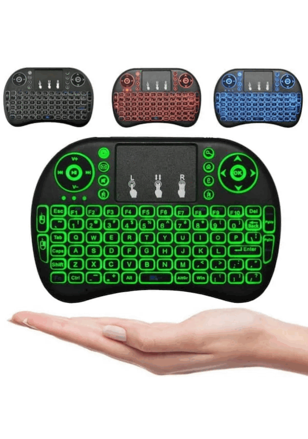 Smart Tv Box Ps3 Uyumlu Kablosuz Dokunmatik Işıklı Şarjlı Touchpadli Mini Q Klavye - Görsel 4