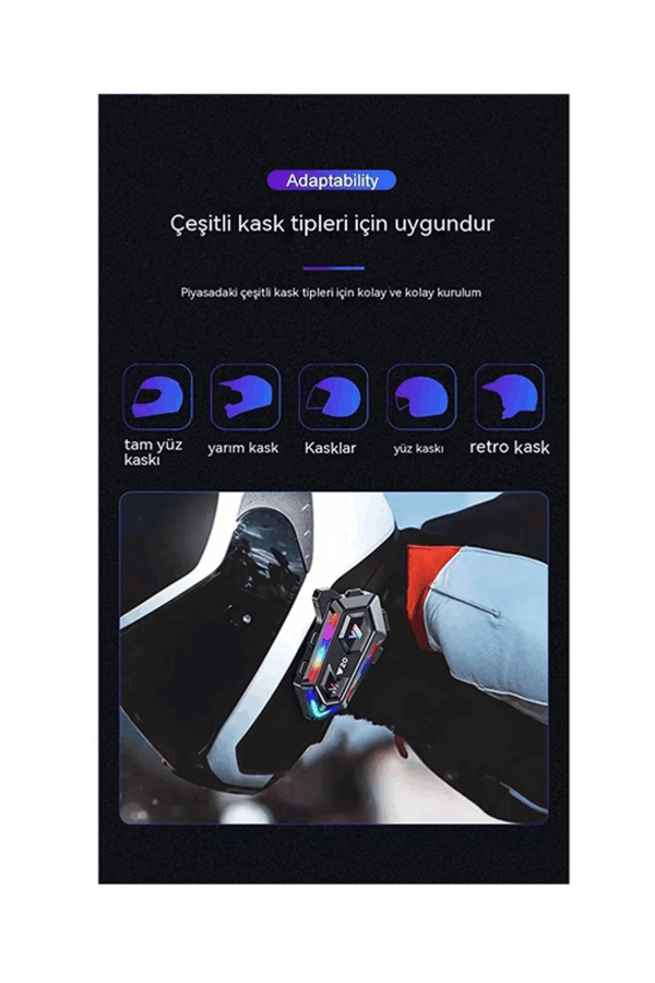 Y20 Motor Kurye Kask Kulaklık Rgb Modlu Bluetooth Motosiklet Kulaklık 5.3 Bluetooth Interkom - Görsel 4