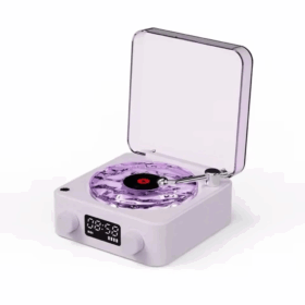 Waves Nostalji Plak Görünümlü Bluetooth Hoparlör 3d Ses Dalgası Retro Müzik Plak Mor