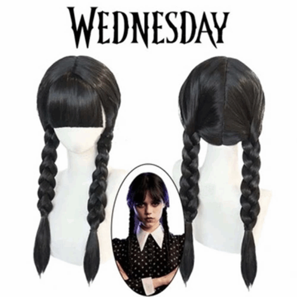 Wednesday Siyah Örgülü Peruk - Görsel 2