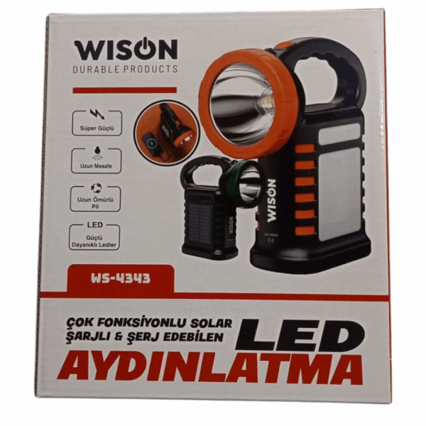 Wıson Ws-4343 Çok Fonksiyonlu Solar Şarjlı Powerbanklı Kamp Lambası - Görsel 3