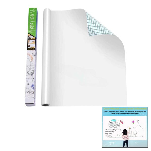 YAPIŞKANLI BEYAZ TAHTA PVC FOLYO STİCKER - KALEM 60X200CM (K0)