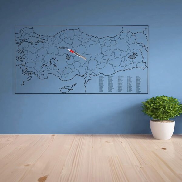 Yazılabilir Türkiye Haritası Manyetik Duvar Stickerı 110 x 56 cm (K0) - Görsel 3