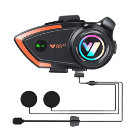 Yeni Model Y80-2x Motosiklet İntercom 2 Kişilik Bağlantı Rgb Işıklı Bluetooth Kulaklık Seti