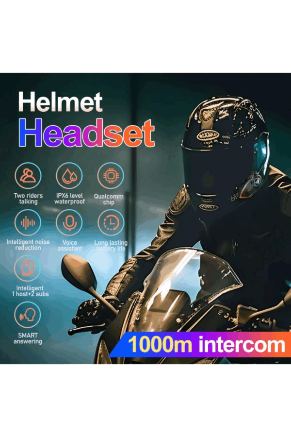 Yeni Model Y80-2x Motosiklet İntercom 2 Kişilik Bağlantı Rgb Işıklı Bluetooth Kulaklık Seti - Görsel 2