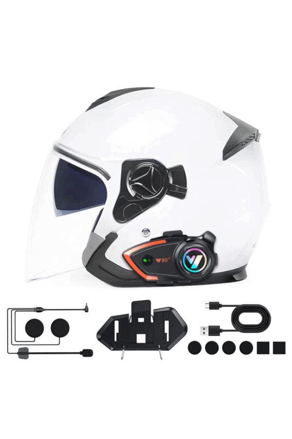 Yeni Model Y80-2x Motosiklet İntercom 2 Kişilik Bağlantı Rgb Işıklı Bluetooth Kulaklık Seti - Görsel 4