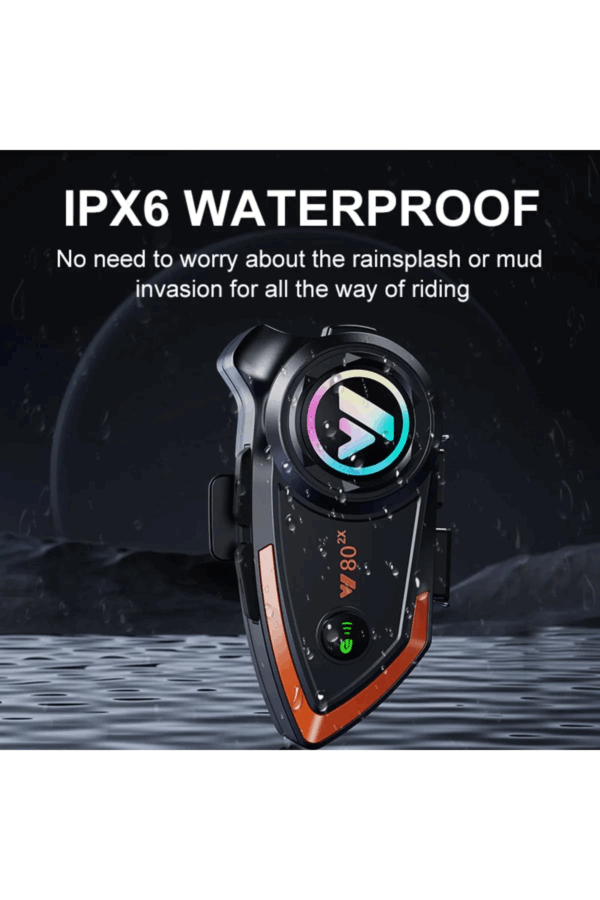 Yeni Model Y80-2x Motosiklet İntercom 2 Kişilik Bağlantı Rgb Işıklı Bluetooth Kulaklık Seti - Görsel 5