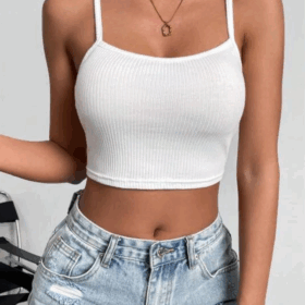 Beyaz İp Askılı Crop BN6571B