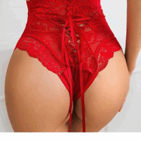 Kırmızı Dantel Yüksek Bel Kurdeleli Fantazi Külot 18004