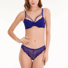 Saks Dantelli Çift İp Detaylı Şık Sütyen Takım 19003