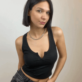 Siyah Dekolte Detaylı Crop BN6585S