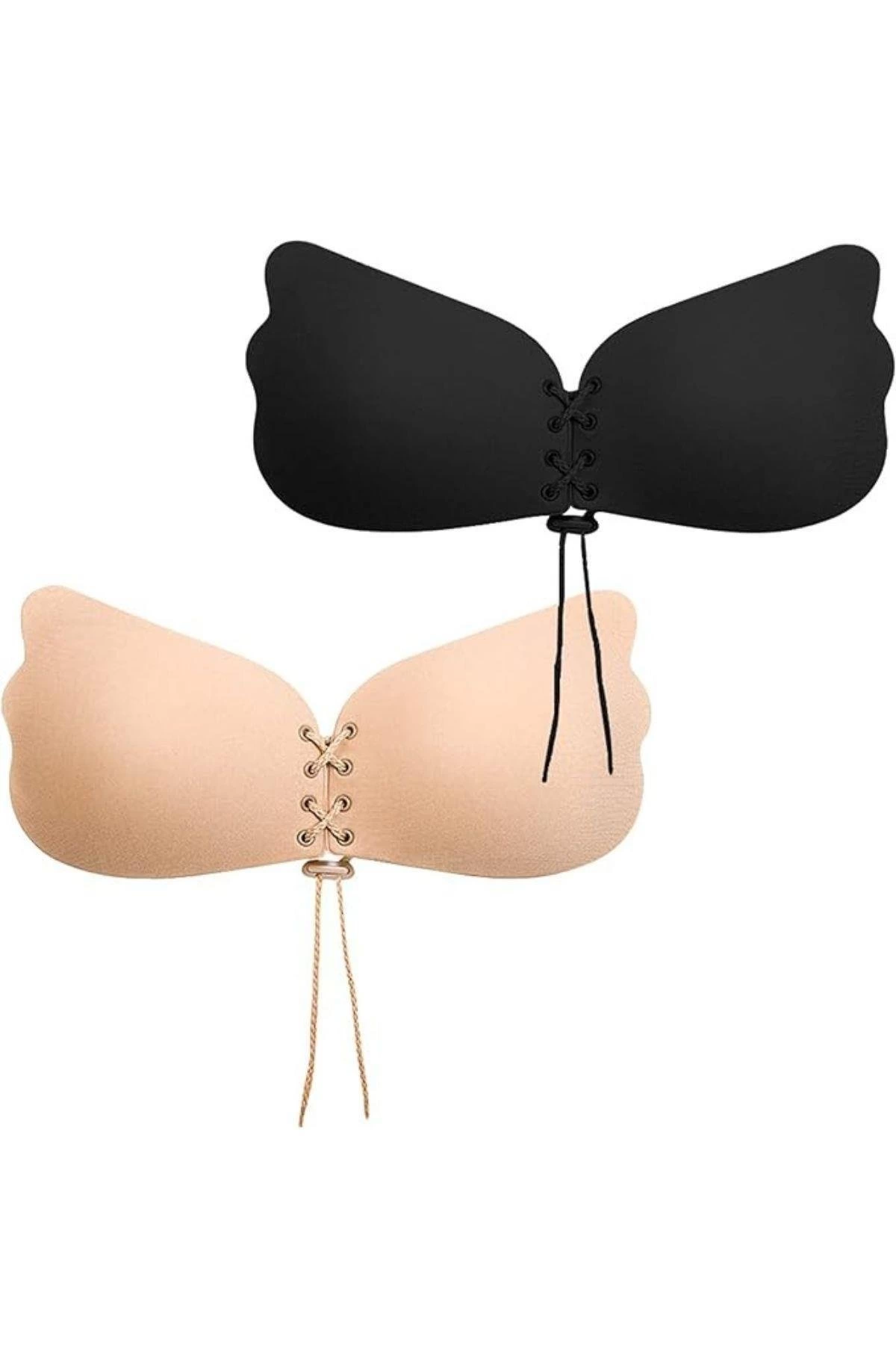 Siyah Toparlayıcı Dolgun Gösteren Silikonlu Kelebek Hayalet Sütyen 1026 - Görsel 4