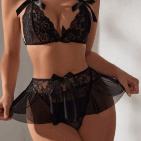 Siyah Yüksek Bel Etekli Takım  16065