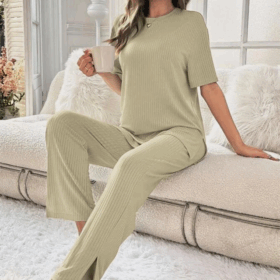 Viskon Mint Yeşili Yırtmaç Detaylı İkili Takım 7017