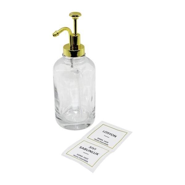 YUVARLAK ŞEFFAF CAM SIVI SABUNLUK 500ML (K0)