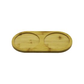 YUVARLAK - 2 BÖLMELİ - 10X19.5CM  AHŞAP BAMBU YAĞDANLIK ALTLIK (K0)