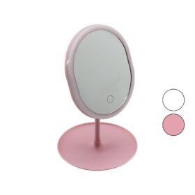 YUVARLAK- DÜZ KENAR 7 İNÇ LEDLİ - USB ŞARJLI MAKYAJ AYNASI 90°TAKILIKLI AYAKR.PLS 17.5CM (K0)