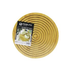 YUVARLAK ÇİFT TARAFLI=DÜZ - DALGALI OYUK KANALLI AHŞAP BAMBU SUNUM TEPSİ 28CM (K0)