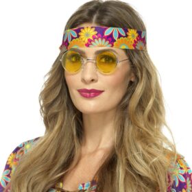 Yuvarlak Cam John Lennon Tarzı Hippi Gümüş Çerçeveli Sarı Gözlük (K0)