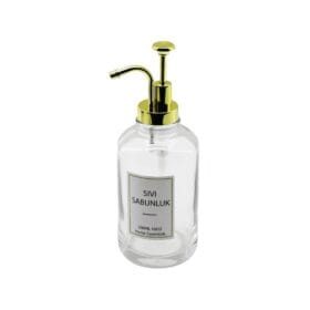 YUVARLAK CAM ŞİŞE - ŞEFFAFSIVI SABUNLUK 500ML POMPA - MUSLUK AYRIK MODEL BAŞLI (K0)