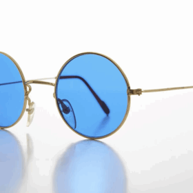 Yulak Cam John Lennon Tarzı Gold Çerçeveli Mavi Gözlük