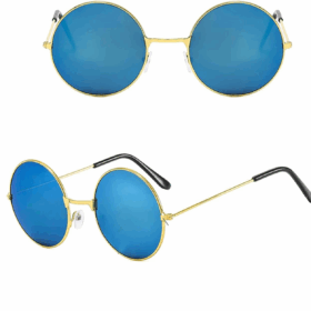 Yulak Cam John Lennon Tarzı Gold Çerçeveli Mavi Gözlük