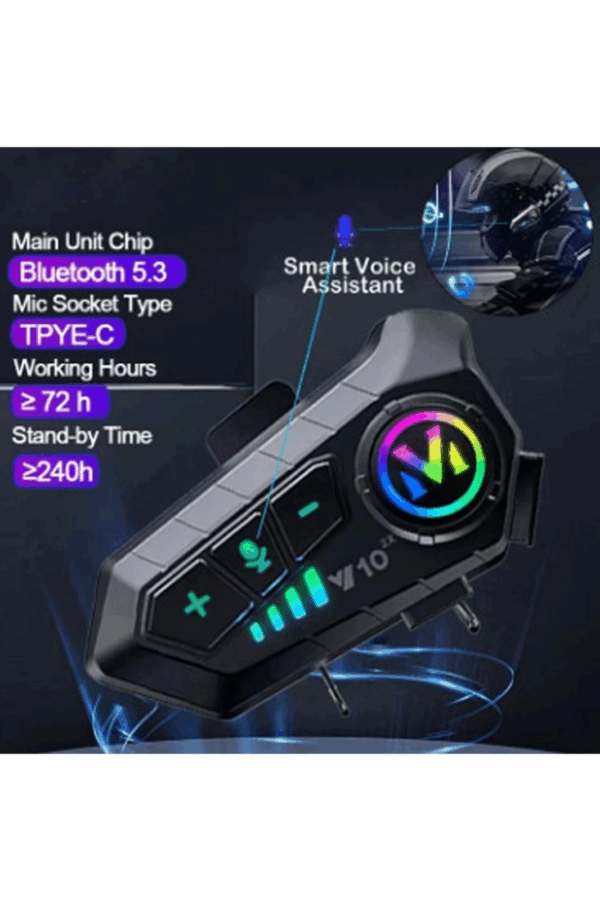 ﻿y10 2x Motosiklet Kask İntercom Çift Eşleşme Rgb Işıklı Bluetooth Kulaklık 5,3 - Görsel 2